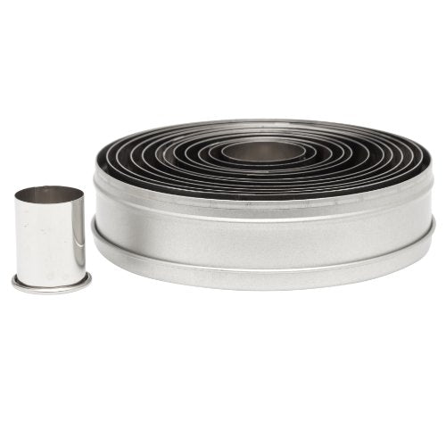 Ateco Plain Edge Round Cutters in Graduated Sizes, Stainless Steel, 12 Pc Set - size: Plain Edge, style: Round (12 pcs)