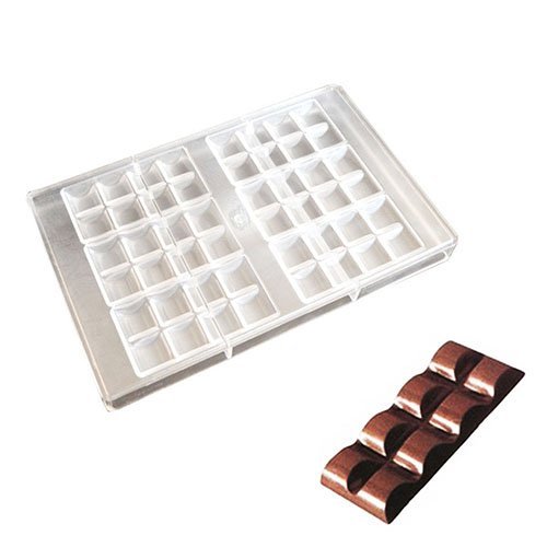 O'Creme Clear Polycarbonate 1-Piece Chocolate Mold Transparent Candy Mould, Block of 8 Rounded Squares, 6 Cavities
