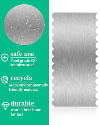 8.6 Inch Metal Cake Scraper Smoother, Jagged Edge Frosting Combs for Cream - size: Cake Comb-2