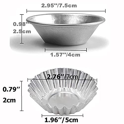 30 Pieces Egg Tart Molds Reusable Non-Stick Mini Pie Tins Aluminium