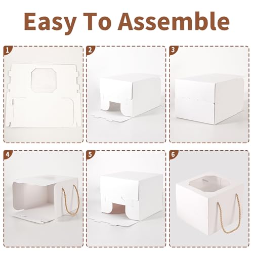 30 pcs 6x6x5 Inch Small Cake Box with Window, 6 inch cake box,Bakery Pastry Cookie Boxes,disposable cake containers, Mini Pie for Pastry,Dessert,Strawberries,Chocolates, Cupcakes