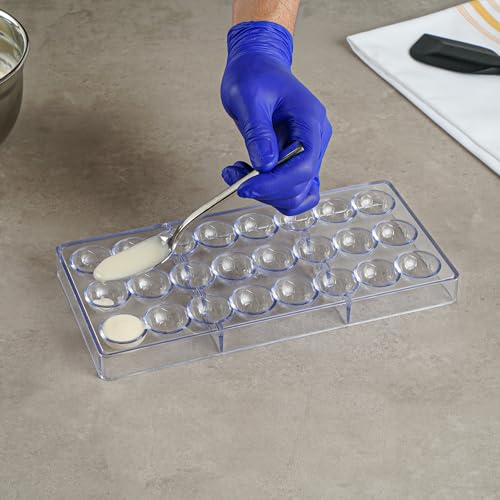 Restaurantware-Pastry Tek 10.8 x 5.3 Inch Chocolate Shaping Mold, 1 Freezable Candy Mold - 24 Cavities, Soccer Ball-Shaped, Clear Polycarbonate, For Chocolate, Dishwashable, Easy To Release - size: 1 Count | 10.8 x 5.3 Inch, style: Soccer Ball