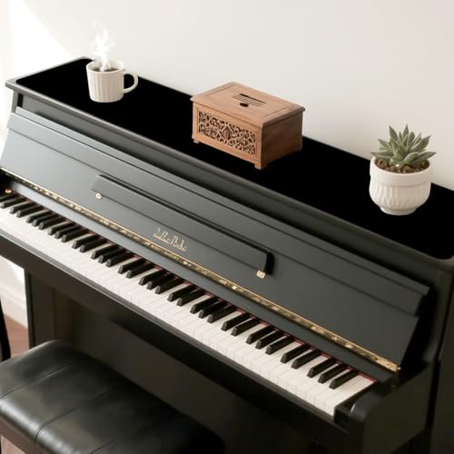 Piano Top Runner Mat, Non-Slip Rubber Bottom, Free Cut Top Protector Dust-Proof Covers for Piano Musical Instrument, Chiffonier, Chest of Drawers, TV Stand, Television Cabinet (Black, 61" x 13.8") - color: Black