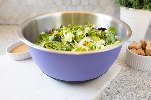 Fox Run Stainless Steel Mixing Bowl, 6.25 Quart Purple Mixing Bowl - color: Purple, size: 6.25 Quart