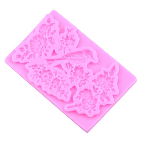 Bird Flower Silicone Mold Flower Branch Fondant Molds Set Of 2 - color: Style H