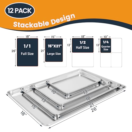 12 Pack Full Size Aluminum Baking Sheet Pan, 26 x 18 in - size: 12-pack Solid Full Size (26"×18")