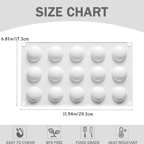 15-Cavity Semi Sphere Baking Molds for Mousse, Chocolate, Jelly, Candy - color: White-R0027
