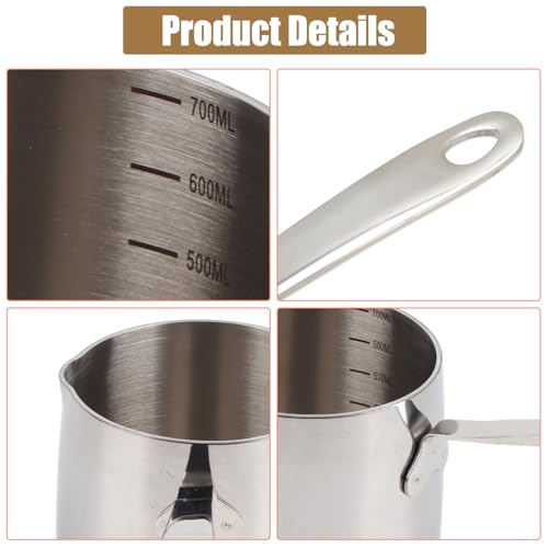 Stainless Steel Butter Warmer Pot 700ml/23.66oz, with Scale Marks - size: 0.7 Quarts