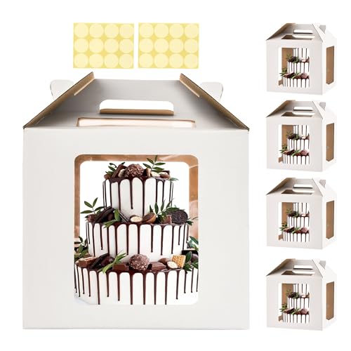 XININSUN 14inch Tall cake boxes for tier cakes with 6 Windows 5Pack - color: white-14inch-5pack