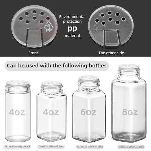 10Pcs Plastic Adapters for 4oz Glass Spice Jars,White Spice Caps -Special 2-in-1 shaker lid for jars Pour and Shake style with seal (10)