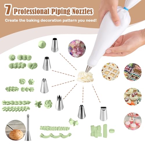 14-Piece Reusable Piping Bags and Tips Set with Stainless Steel Nozzles - size: 14