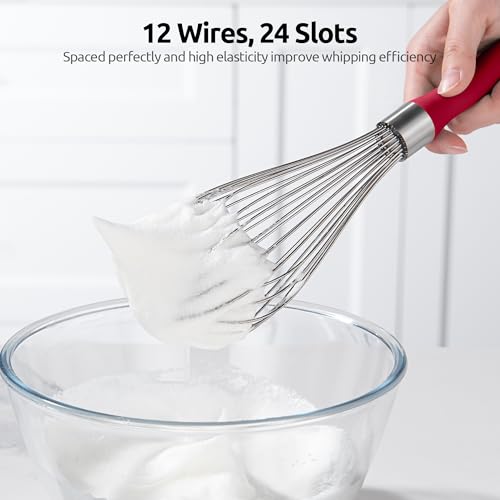 U-Taste Wire Whisk for Cooking, 18/10 Stainless Steel Balloon Wisk, L/Red - color: Red, size: Large