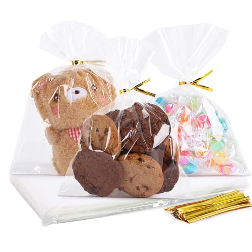 Cellophane Treat Bags 5x7 In 100 Pcs Clear Gift Bags for Cookie Packaging - color: Clear 5"x7"