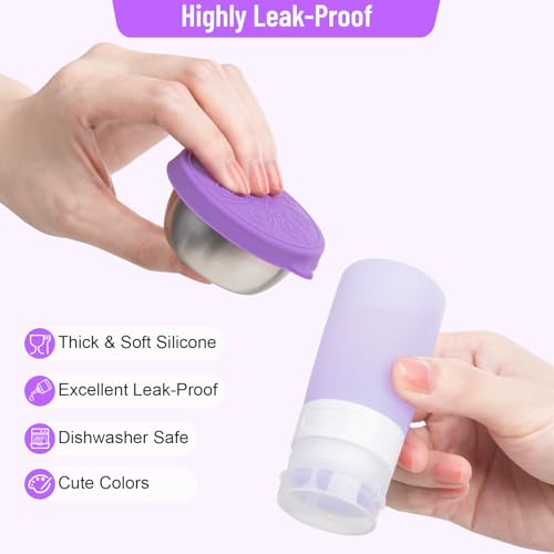MICEBAY 8-Pack Salad Dressing Container, Leakproof Squeeze Bottles - color: Purple