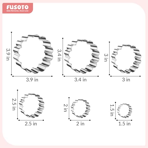 FUSOTO 6PCS Circle Cookie Cutter Set, Round Shaped, 1.5-4 Inch - color: Circle