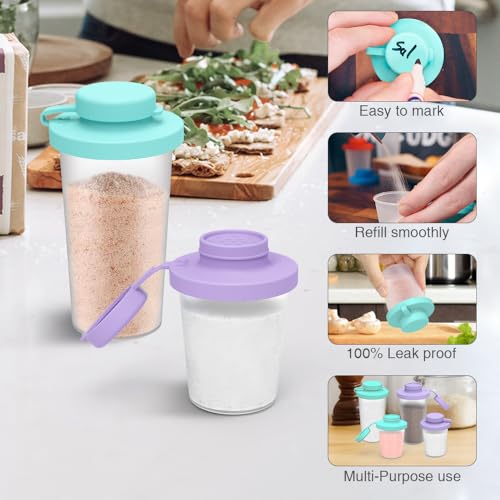 SOPHICO 1.5 & 3.2oz Salt and Pepper Shaker,With Moisture Proof silicone lid - color: purple & blue, Small & Medium