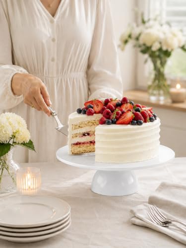 Porcelain Cake Stand, 10 in Round Cake Dessert Display Stands, White - size: 10 Inch