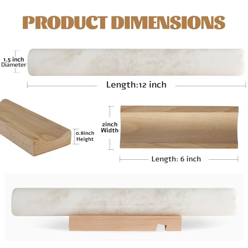 Koville African Natural Marble French Rolling Pin, 16inch Non-Stick Rolling Pin for Baking, Dough Roller for Pasta, Dumpling, Fondant, Pie, Bread, Pizza, Kitchen Baking Tools(Namib Fantasy) - color: Columnar White Marble 12 Inch