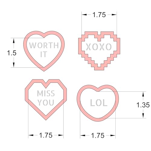 Mini Heart Cookie Cutter with Text Stencils Bundle, Small Heart Fondant Cutter & Embossing Stencil Set, DIY Baking Tools for Cookie, Cake, Cupcake, Chocolate, Pastry Decoration - style: Conversation Heart Mini