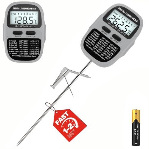 Candy Thermometer Digital Deep Fry Oil Thermometer with 7 Preset Modes - color: GREY