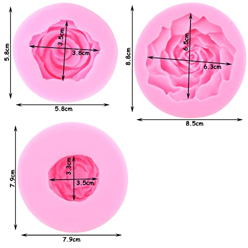 ZiXiang Bloom Rose Flower Silicone Mold Peony Flower Fondant Molds Set Of 3 - color: Style A