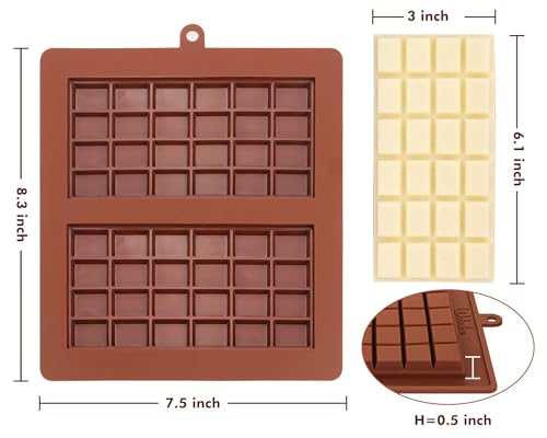 Webake Chocolate Bar Mold Silicone Break-Apart Candy Bar Molds 2 Pack for 4 Ounce Chocolate Chunk Protein Energy Bar Jumbo Chocolate Candy Bar, Easy Release Candy Molds Baking Pan - style: Chocolate Bar