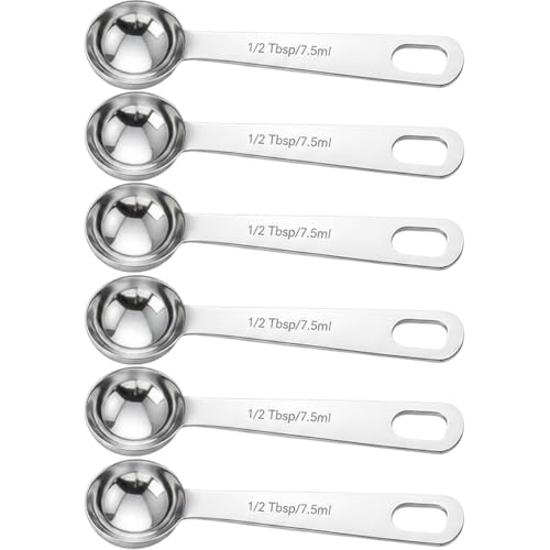 6PCS Measuring Spoons Set(1/2 Tbsp, 7.5ml), Short Teaspoons Stainless Steel Compact Kitchen Scoops for Spices, Baking, and Everyday Cooking - size: 7.5 ML