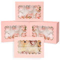 qiqee Pink Auto-pop up 6 Cupcake Boxes with Window 30 Packs Cupcake Box 9.4"x6.1"x3.3" Bakery Boxes For Cupcakes Carrier, Cupcake Containers - color: Pink, size: 6 Holder/30 Packs