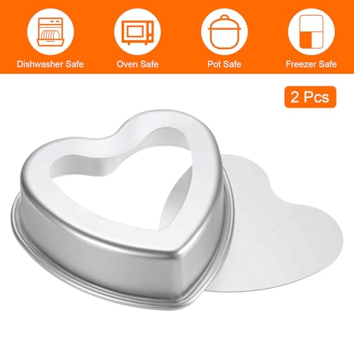 HARFINGTON 2Pcs Heart Shaped Cake Pan with Removable Loose Bottom 5" Cheesecake Aluminum Nonstick Layers Baking Pan for Wedding Birthdays Party Event - size: 5"