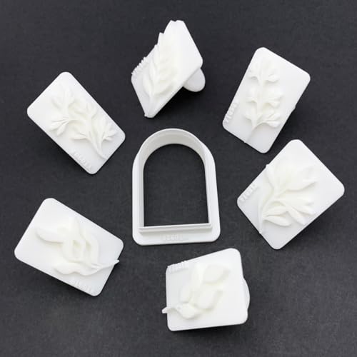 7pcs Leaf Polymer Clay Stamps Cutter Mold Set
