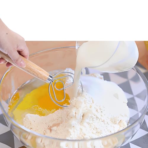 2 PCS Danish Dough Whisk, Stainless Steel Hook Dutch Hand Whisk