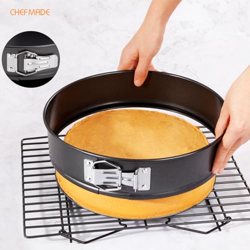 CHEFMADE Springform Pan, 10 Inch Round Cake Pan with Removable Bottom，Chiffon Bakeware for Oven and Instant Pot (Black) - size: 10 Inch