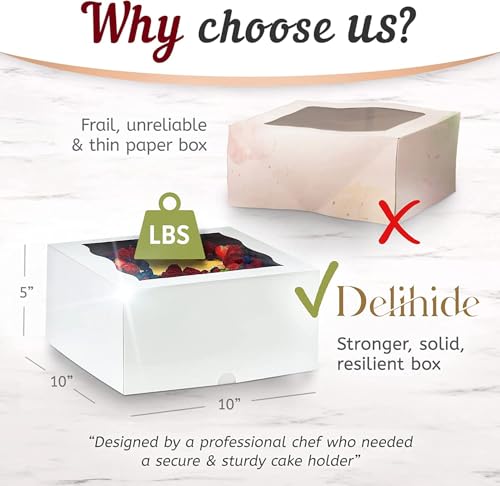 12 Cake Boxes With Cake Boards Set 10", Sturdy, Greaseproof, Front-Loading - color: Cake Boxes & Boards Set