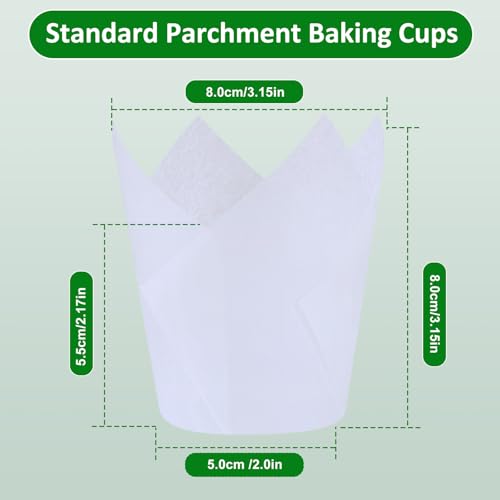 Caperci 150pcs White Tulip Cupcake Liners for Baking Parchment Muffin Cups - color: White (150-Count)
