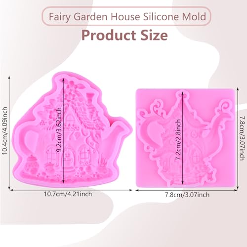 Tea Pot House Silicone Mold Fairy Home Fondant Molds Set Of 2 - color: Style K
