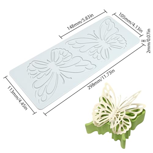 TUKE Silicone Lace Mold Butterfly Pattern Fondant Molds DIY Embossing Mat for Cake Decorating Annimal Design DIY Craft, Chocolate, Resin, Clay, Soap Making (F_ Butterfly) - size: F_ Butterfly
