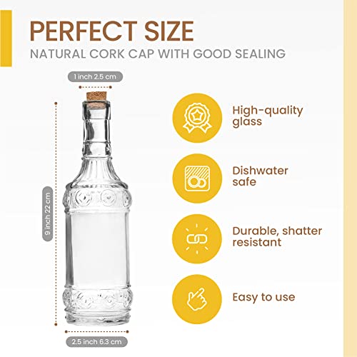 BULK PARADISE Assorted Clear Glass Bottles with Corks, 6 Pack, 2.5in X 9in, 16oz - color: Clear