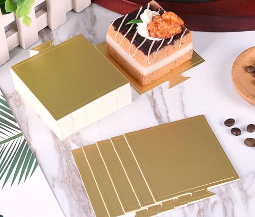 YYaaloa 200pcs 3.3 Inch Mini Square Golden Cake Boards Mousse Cupcake Base Paper Plates Dessert Board Base for Cake DIY, Baking Dessert Party Wedding Birthday (Square, 200pcs) (Pack of 2) - color: Square, size: 200pcs (Pack of 2)