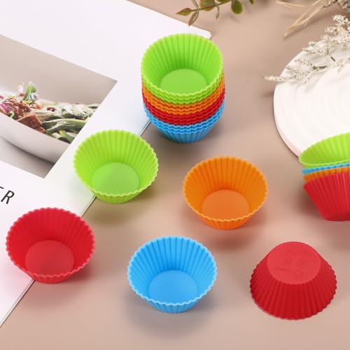 uxcell 36Pcs Silicone Cupcake Liners 2.0" Non-Stick Baking Cup Orange - color: Orange, size: 2"