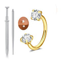 20g 16g 18g Piercing Taper Internal Threaded Piercing Taper Insertion Threader Tool Threadless Jewelry Changing Tool Horseshoe Nose Ring Labret Earring Studs Applicator Piercing Ball Grabber - color: D2 - Horseshoe ear nose ring + tool -gold