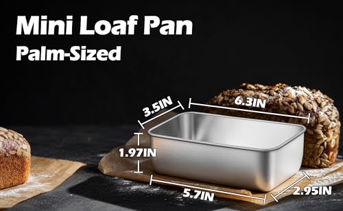 Leonyo 6.3x3.5IN Stainless Steel Mini Loaf Pans for Baking Bread, 4 Pack - size: Small