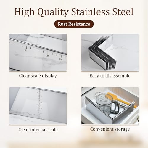 Adjustable Rectangle Mousse Cake Ring Mold - Extendable Stainless Steel Square Shaped Cake Cutter, Bakeware for Customized Baking - Heavy Duty Baking Accessories - 5.9 * 5.9 * 4IN - size: 5.9*5.9*4IN