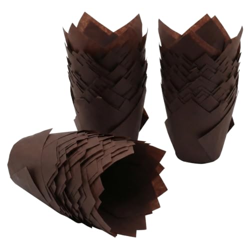 200 Pcs Brown 1.9 Inch Base Mini Tulip Cupcake Liners - color: Brown