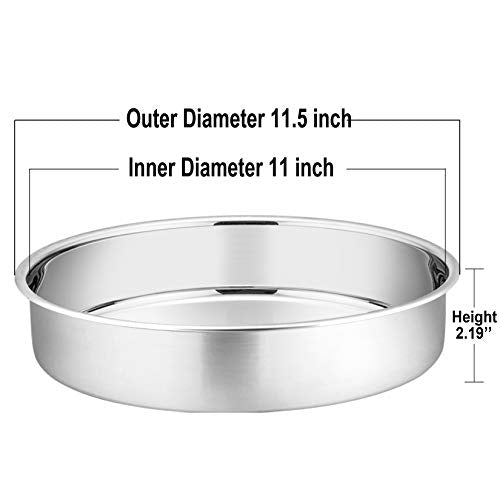 P&P CHEF 11 Inch Cake Pan, Stainless Steel Round Cake Pans, Silver & 4 Pcs - color: Silver, size: 11 Inch