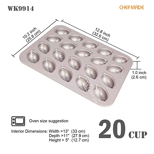 CHEFMADE Muffin Cake pan, 20-Cavity Non-Stick Lemon-Shaped Bakeware for Oven Baking (Champagne Gold) - size: 04 - 20 Cups