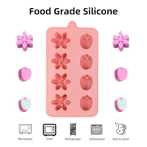 Flower Chocolate Molds 3pcs Tulip Silicone Candy Molds For Ice Cube Resin Soap Cupcake Decoration - size: Tulip Flower