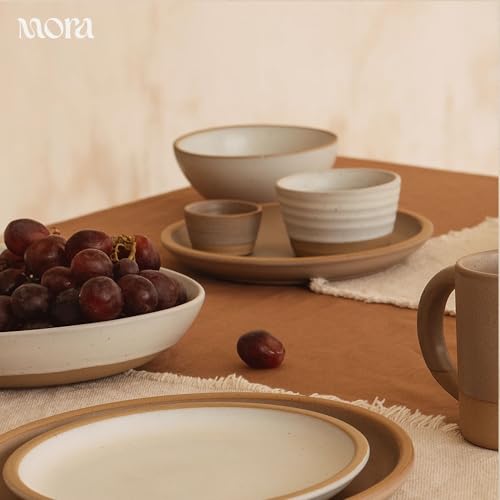 Mora Mini Ramekins Set of 4, 8oz Ceramic Pottery Baking Dishes - Microwave, Oven and Dishwasher Safe - Oat - color: Oat, size: Mini