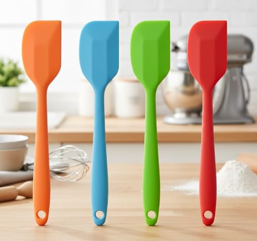 Silicone Spatula 4-piece Set, Heat-Resistant Spatulas, Non-stick Rubber Spatulas Non-Stick Flexible Scrapers Baking Mixing Tool (Large) - size: Large