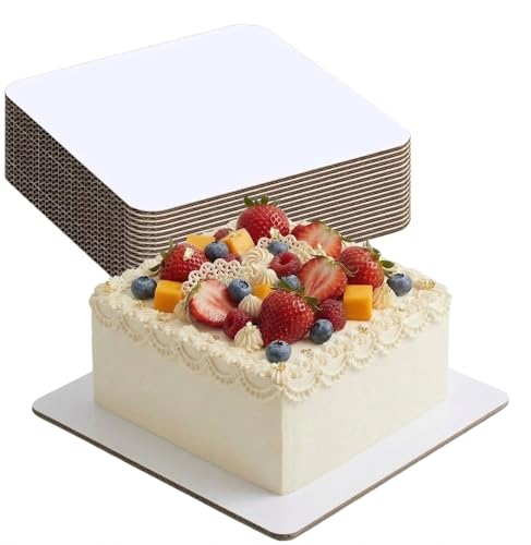 12PCS Square Cake Boards,11.8 x 11.8 Inch White Greaseproof Cardboard, Disposable Half Sheet Cake Board Trays for Sheet Cakes, Pastries, Bakery and Catering - size: Square Cake Boards-12PCS