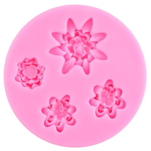 ZiXiang Lotus Flower Silicone Molds Lotus Leaf Fondant Mold Lily Pad Silicone Molds For Cake Decorating Cupcake Topper Chocolate Candy Polymer Clay Gum Paste Set Of 4 - color: Style A